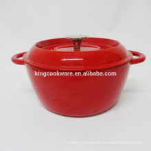Novo design para revestimento de esmalte vermelho sopa de ferro fundido wok / caçarola / panela / cocotte / panelas